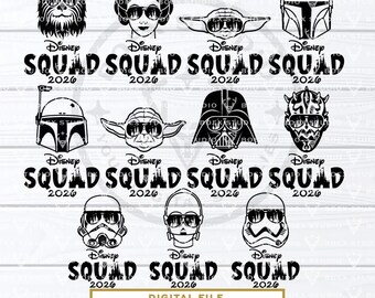 Disney Star Wars Squad SVG: Chewbacca, Yoda, Darth Vader (Digital Download)