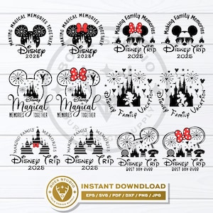 Pacchetto Viaggio in Famiglia Disney SVG, Vacanza in Famiglia Disney SVG, Viaggio a Disneyland, Vacanza in Famiglia Disney 2025, laser, cricut, file di taglio,