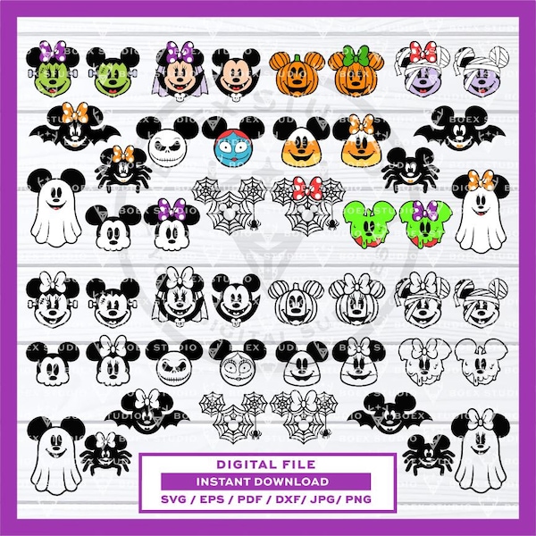 Disney Halloween SVG and PNG Bundle Mickey and Minnie Party (Digital Download)