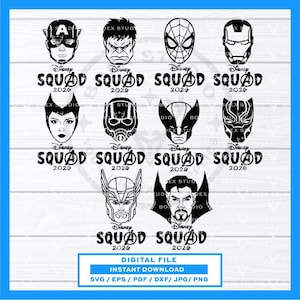 Avengers Super Heroes SVG Bundle: Spiderman, Ironman, Hulk (Digital Download), Disneyland Trip SVG