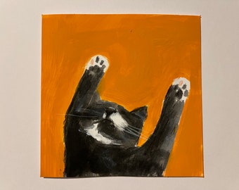 8x6” commission- cat portrait painted on card