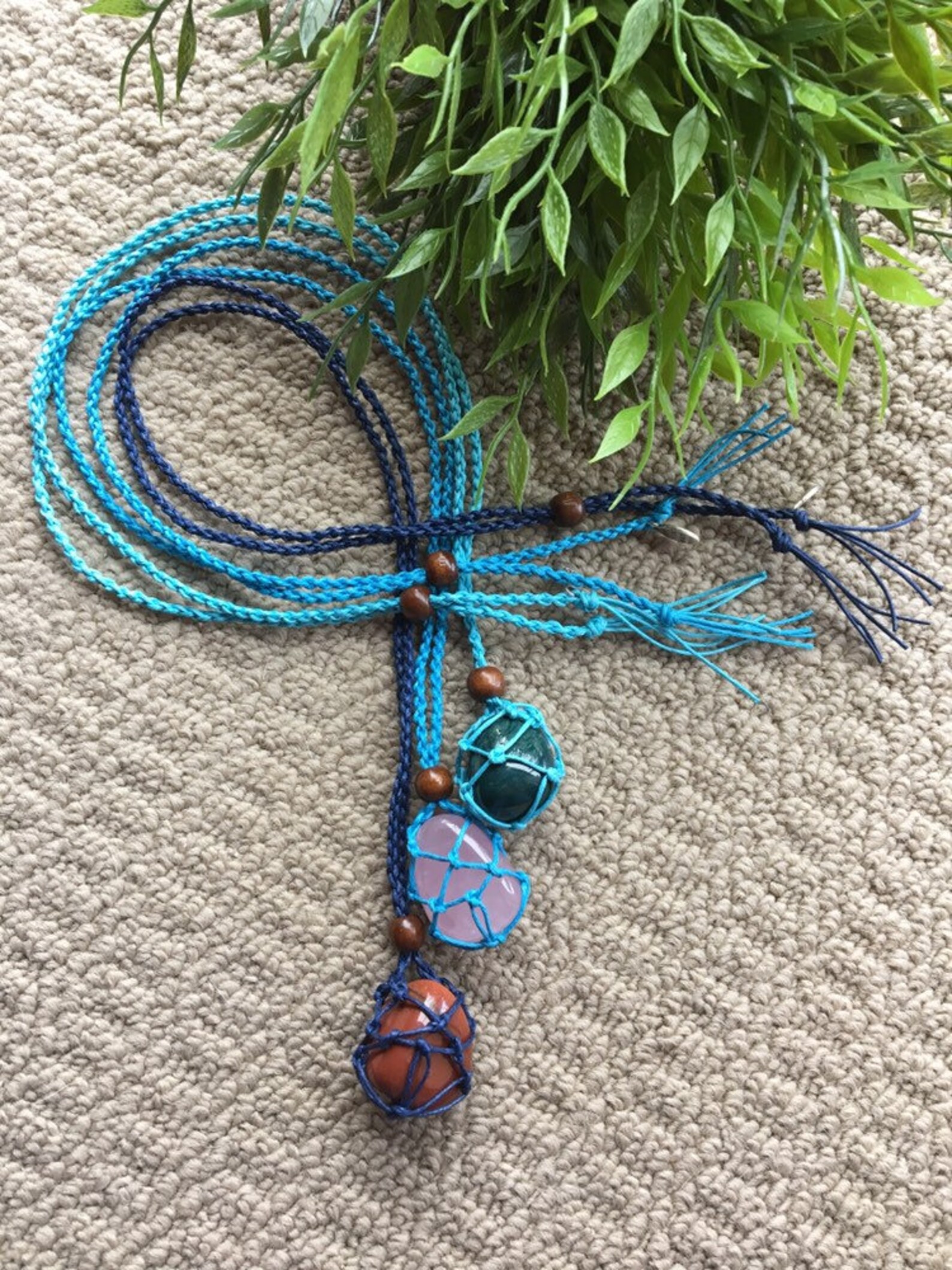 Macrame Pouch Necklaces With Gemstones Etsy Australia