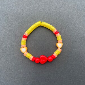 Red Orange and Yellow Heart Bracelet