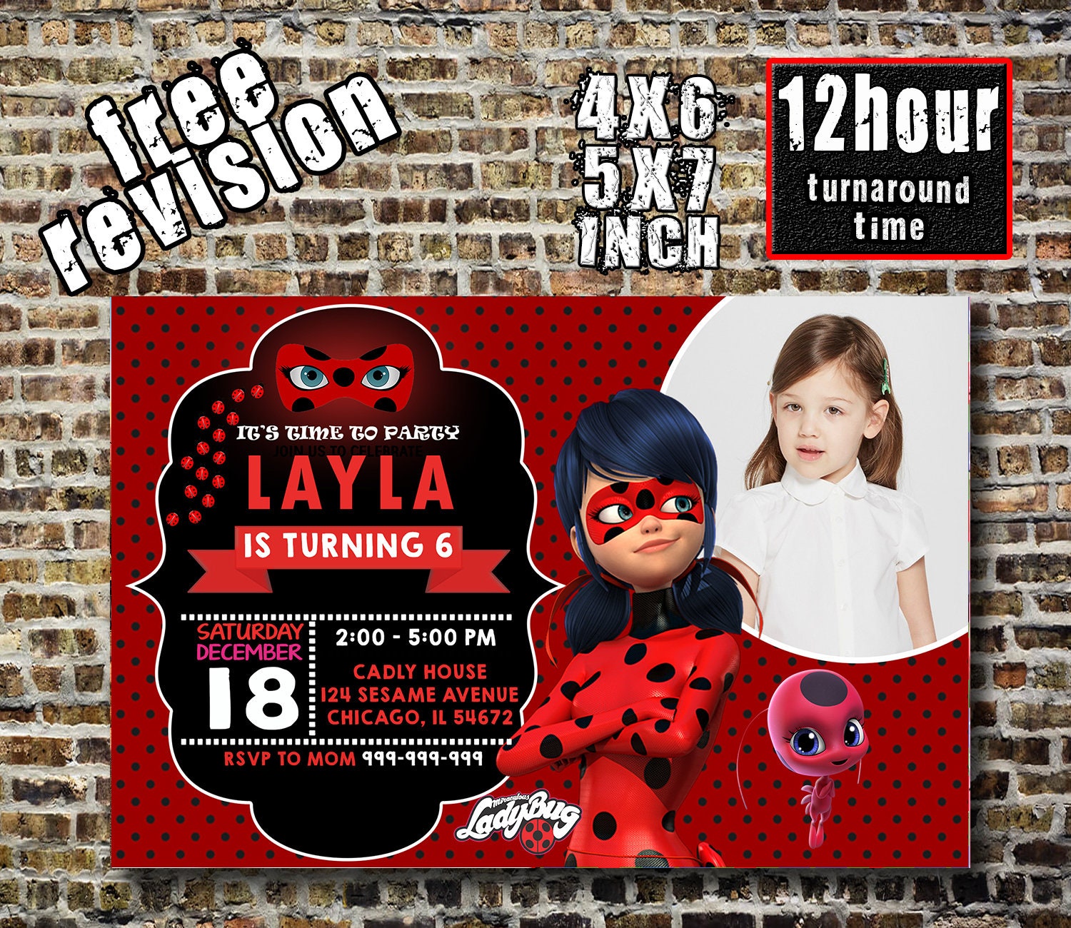 Miraculous Ladybug Invitation Miraculous Ladybug Birthday Etsy
