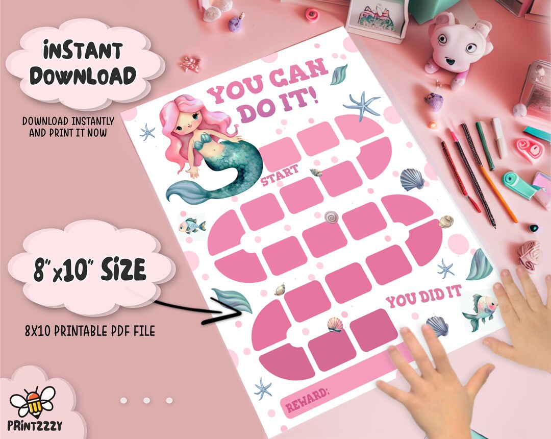 Personalized Mermaid Reward Chart, Printable Girly Sea Behavior Chart ...