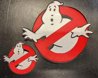 Parche bordado de la película de culto "Cazafantasmas" 8 x 7,5 cm (pequeño) y 16 x 14,5 cm (grande)