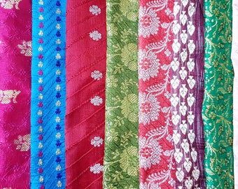 Lot BANARASI vintage Sari Tissu Matériel Reste 12 pcs 8 "Carrés OBTENEZ CE QUE VOUS Artisanat HomeSewing Decor Scrapbook Quilt Art Doll DS56