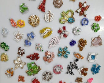 Vintage Sari TINY APPLIQUEs  REAL GLASS Beads 50 pieces