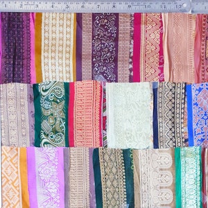 Antico Vintage Sari Trim Pizzo Nastro Lotto 50 Pz ricamo Zari Paillettes bambole Art Craft Scrapbook Bordi Home Decor India Journal DS130 immagine 4