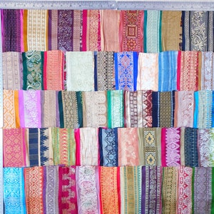 Antico Vintage Sari Trim Pizzo Nastro Lotto 50 Pz ricamo Zari Paillettes bambole Art Craft Scrapbook Bordi Home Decor India Journal DS130 immagine 3