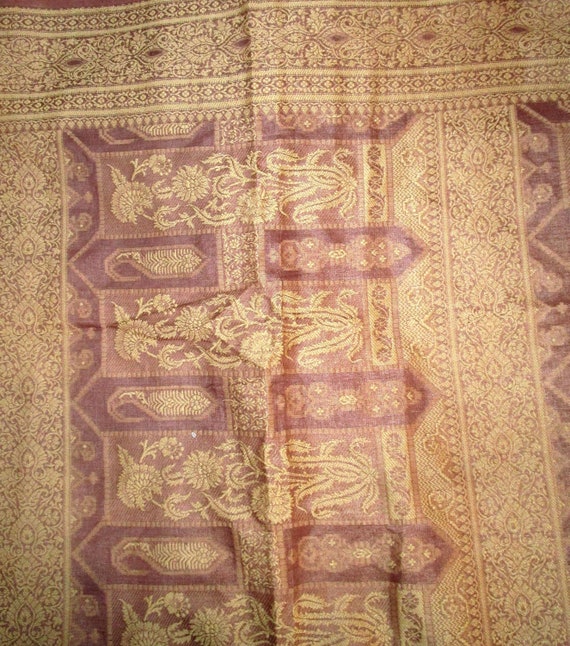 100% Pure Vintage Sari Pure Silk Fabric Woven BEA… - image 6