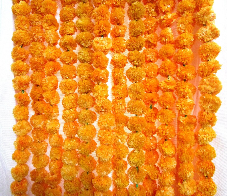Temple Pooja Garland Artificial Flowers Marigold Orange Decor Etsy