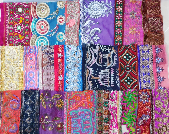 Embroidered Borders Lace Trim Ribbon Lot Indian 25 Pieces Sewing Craft ...