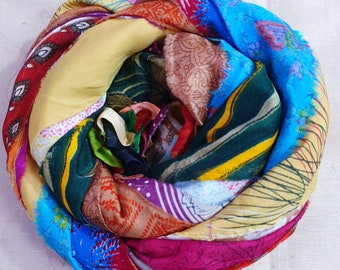 42 Yards Recycled Sari Silk Ribbon Strips Bundle, Colorful Fabric Ribbon for Junk Journal, Quilting, Boho Crafts & Sewing