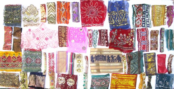 Sehr Selten Menge Antik Vintage Sari Rand Spitze Rand Band 25 PC Bestickt Nr 