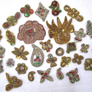 VERY RARE LOT Antique Vintage Sari APPLIQUE APPLIQUES 25 Pcs DOLL ZARDOSI ZARI VERY RARE LOT Antique Vintage Sari APPLIQUE APPLIQUES 25 Pcs DOLL ZARDOSI ZARI