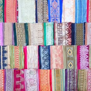 Antico Vintage Sari Trim Pizzo Nastro Lotto 50 Pz ricamo Zari Paillettes bambole Art Craft Scrapbook Bordi Home Decor India Journal DS130 immagine 5