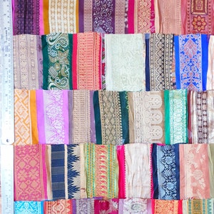 Antico Vintage Sari Trim Pizzo Nastro Lotto 50 Pz ricamo Zari Paillettes bambole Art Craft Scrapbook Bordi Home Decor India Journal DS130 immagine 6