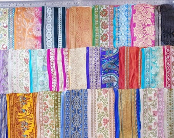 25 pezzi RARE Antique Vintage Sari Silk Trim Lace Lot Ribbon Sari Edge doll Art Craft Scrapbook Borders Home Decor India Bagno DS92