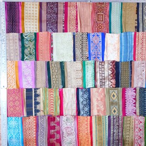 Antico Vintage Sari Trim Pizzo Nastro Lotto 50 Pz ricamo Zari Paillettes bambole Art Craft Scrapbook Bordi Home Decor India Journal DS130 immagine 9