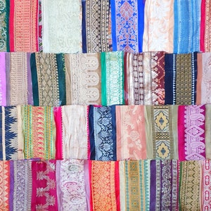 Antico Vintage Sari Trim Pizzo Nastro Lotto 50 Pz ricamo Zari Paillettes bambole Art Craft Scrapbook Bordi Home Decor India Journal DS130 immagine 7