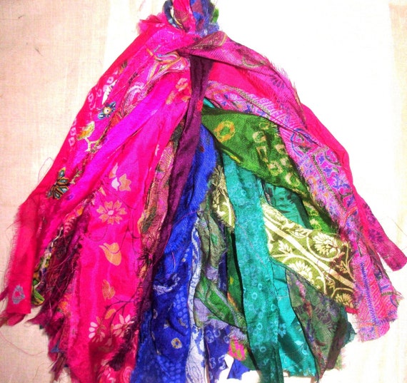 Sari Silk Tassels Zari LOT Antique Vintage Journal Scrapbook 50