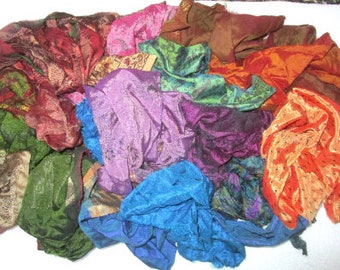 Sari Silk  Lot Vintage Sari Fabric Material Remnant Change Color Low Maintenance