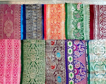 Sari Trim Lot Lace Ribbon Border Banarasi Handloom Antique Vintage 10 Pcs Zari GET WHAT YOU SEe C422 A26