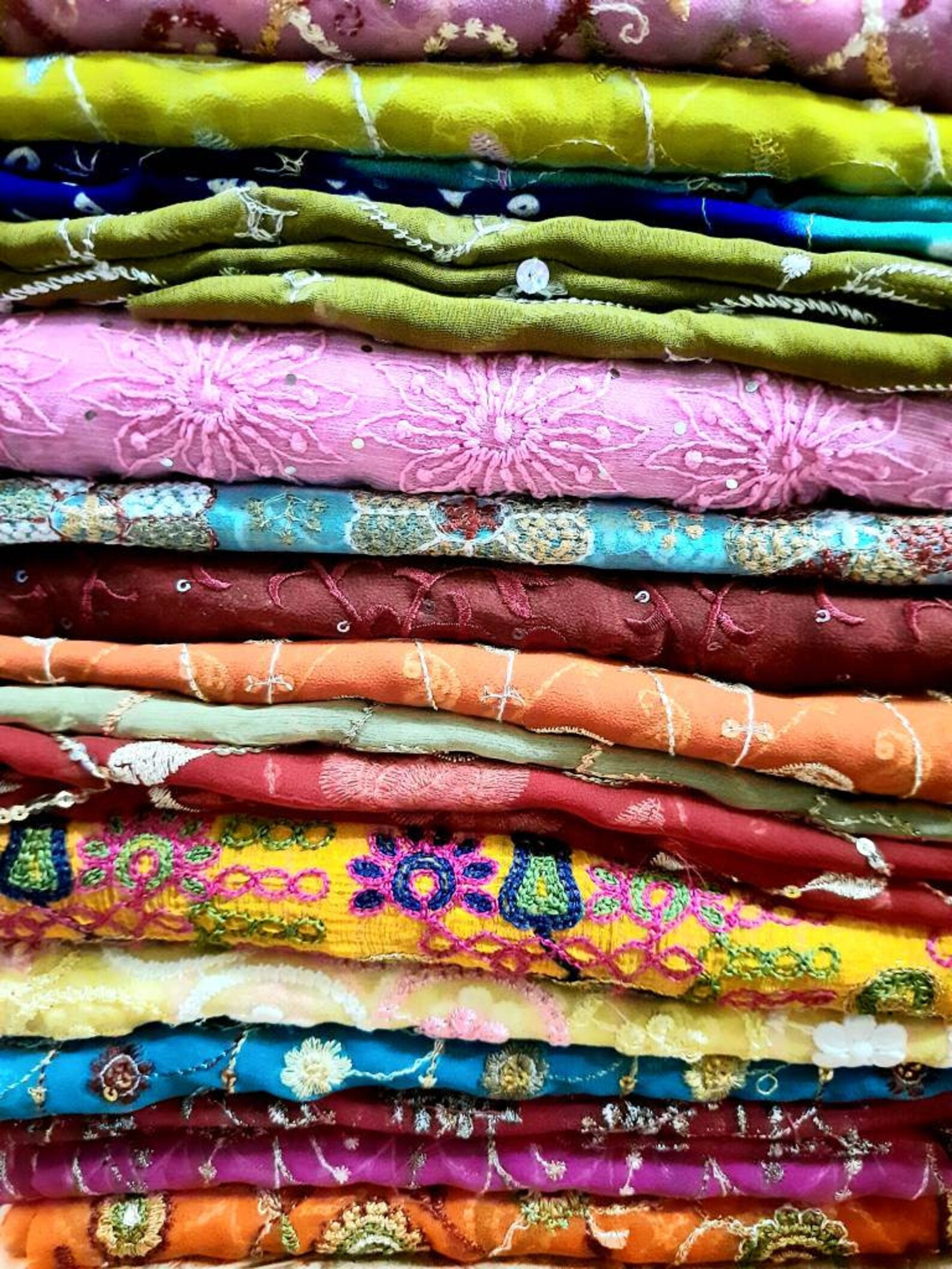 Sari Silk Fabric Remnant Embroidered 19 Pieces Sewing Craft Etsy