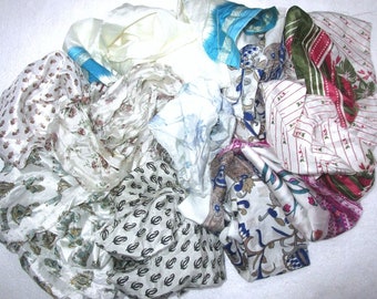 Sari Silk  Lot Vintage Sari Fabric Material Remnant off-white Low Maintenance