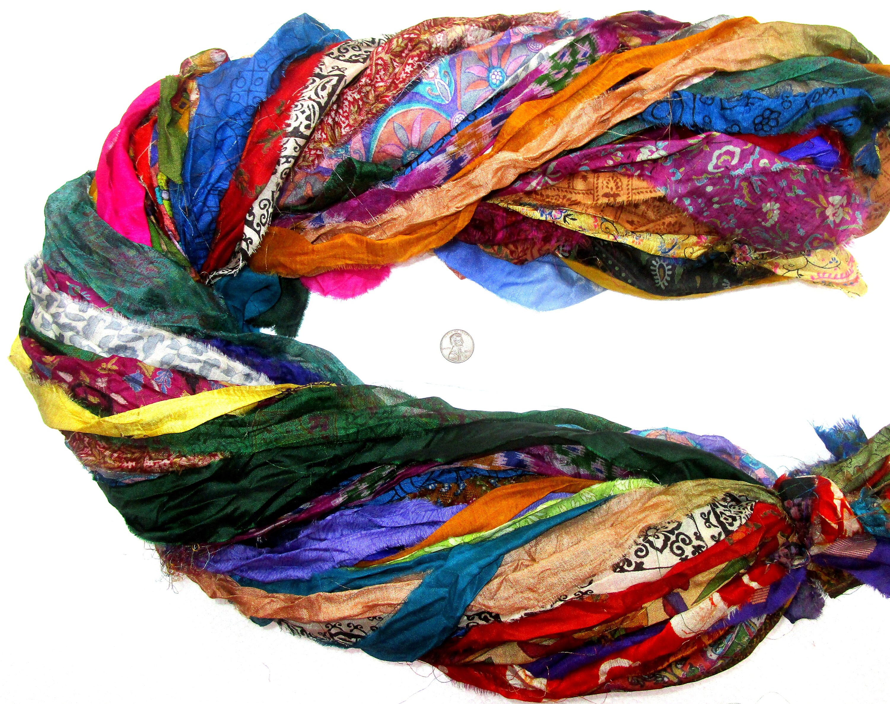 Sari Ribbon Thread 5 to 50 Yards Unstitched PURE Silk Sari Ribbon Yarn Tassels SKEINS ...