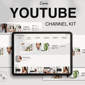 Zestaw kanałów YouTube | Edytowalny szablon Canva | Minimalistyczny, czysty branding | Szablony banerów YouTube, kart końcowych, miniatur wideo