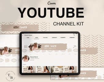 Free Spirit YouTube Channel Kit | Editable Canva Template | Nude Boho YouTube Banner, End Card, Video Thumbnails templates