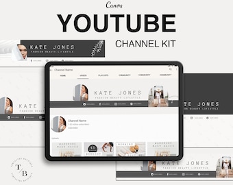 YouTube Banner | Youtube Channel Branding Kit | Editable Canva Template | Minimal Clean Branding | End Card, Video Thumbnails templates