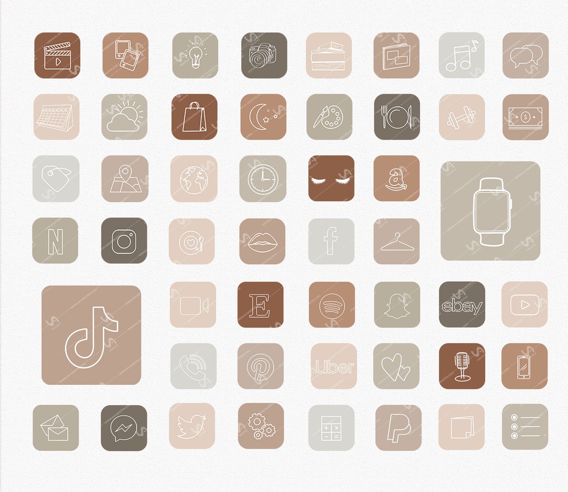 Neutral AESTHETIC 50 iPhone iOS 14 APP ICONS Widgetsmith Etsy