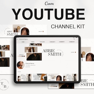 Minimalistyczny baner YouTube | Zestaw do brandingu kanału YouTube | Edytowalny szablon Canva | Nowoczesny branding | Szablony kart końcowych, miniatur wideo