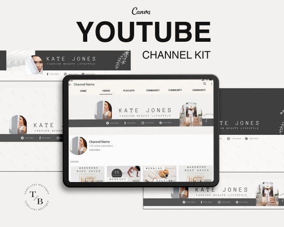 YouTube Banner | Youtube Channel Branding Kit | Editable Canva Template | Minimal Clean Branding | End Card, Video Thumbnails templates