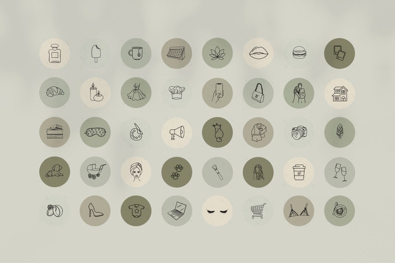 500 Sage Green INSTAGRAM HIGHLIGHT ICONS Hand Drawn Natural Etsy