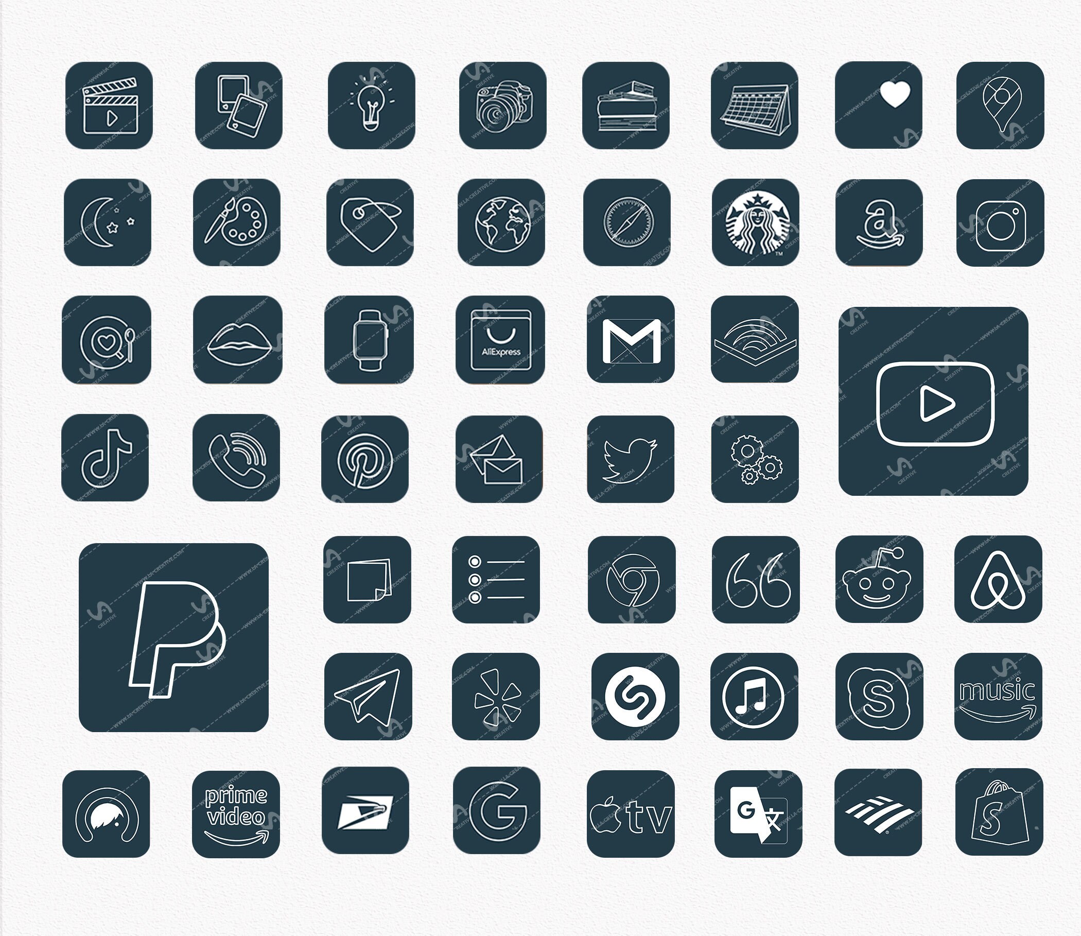 IOS 14 APP ICONS Blue Aesthetic 127 icons ios14 Pacific Blue Etsy