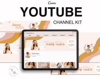 Youtube Branding Kit, Retro Channel Design, Youtube channel art, banner, thumbnails, end screen, outro. Editable Canva templates