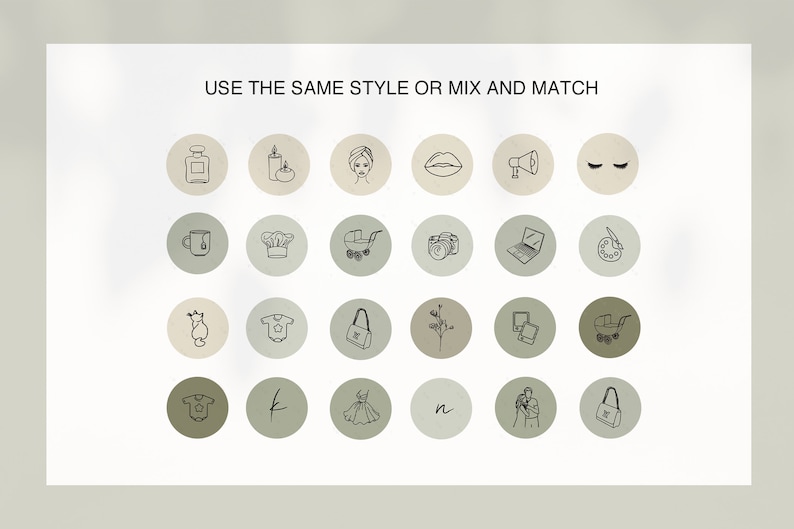 500 Sage Green INSTAGRAM HIGHLIGHT ICONS Hand Drawn Natural Etsy