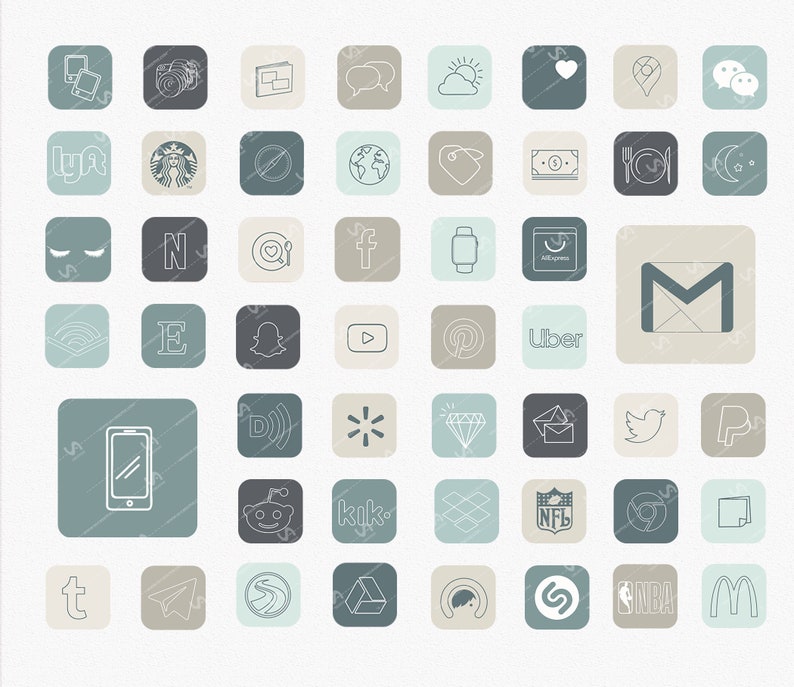 APP ICONS Cool Neutral Aesthetic 127 icons ios14 Light Blue | Etsy