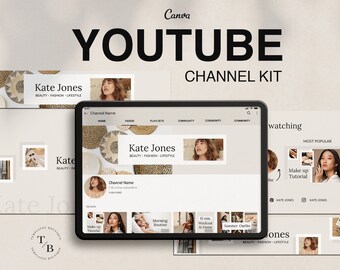 YouTube Channel Branding Kit | Youtube banner, Outro, Video thumbnail Templates | Editable Canva Template | Neutral Minimal Branding