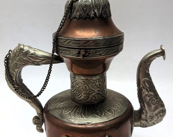 Vintage Brass Copper Middle Eastern Ornate Dragon Coffee Teapot Tibetan