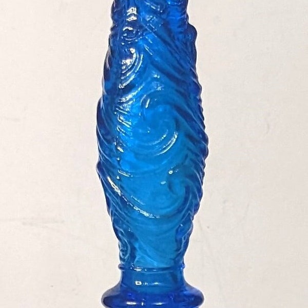 Vintage EMPOLI Italy Blue Genie Bottle Decanter with Stopper 22.5” Tall
