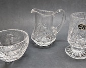 Vintage Bleikristall 24 Lead Clear Crystal Glass Sugar and Creamer Set with Glass
