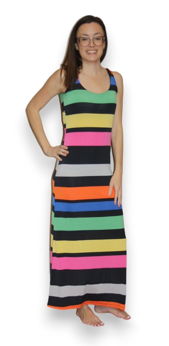 Suzy Sheer USA Multicolor Striped Knit Midi Bodyco