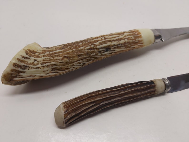 Vintage Bone Antler Handle Carving Fork and Steak Knife Etsy