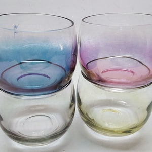 4 MCM Vintage Roly Poly Gem Tone Iridescent Juice Cocktail Mini Glasses