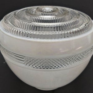 Art Deco White Milk Glass Ceiling Light Shade Globe - 3 15/16" Fitter